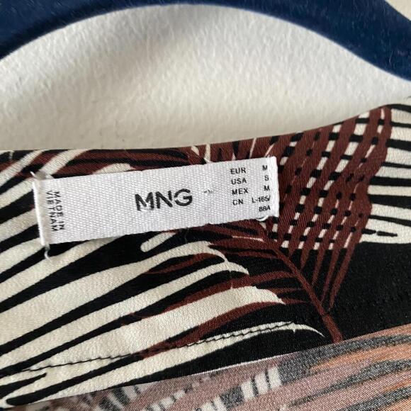 MNG MANGO brown cream black leafy print jumpsuit - Picture 3 of 6